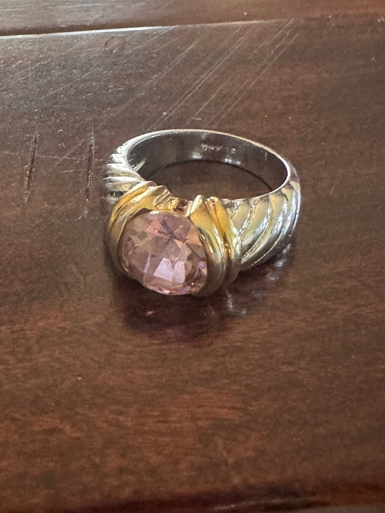 Jewelry - Gold and Silver Ring with Pink Gemstone size 5